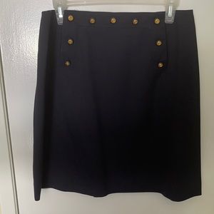 Nautical inspired navy blue wool skirt